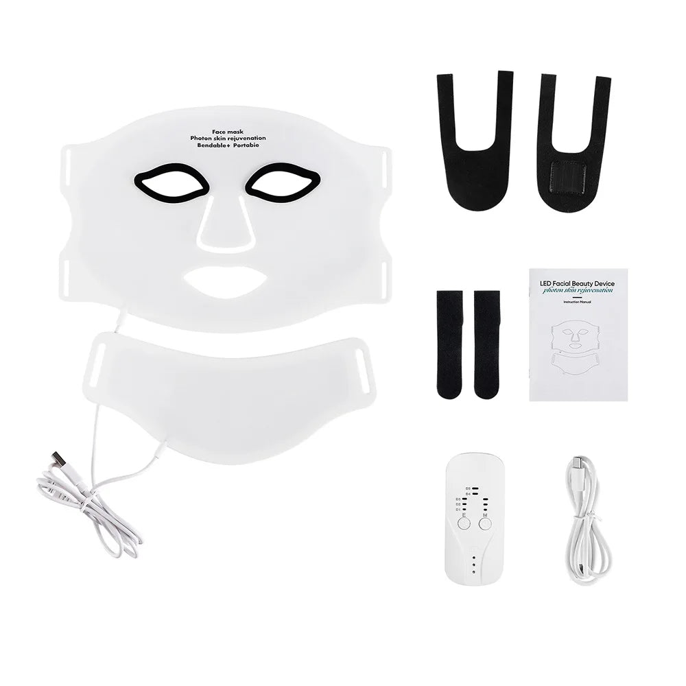 Máscara LED de silicona para rostro y cuello