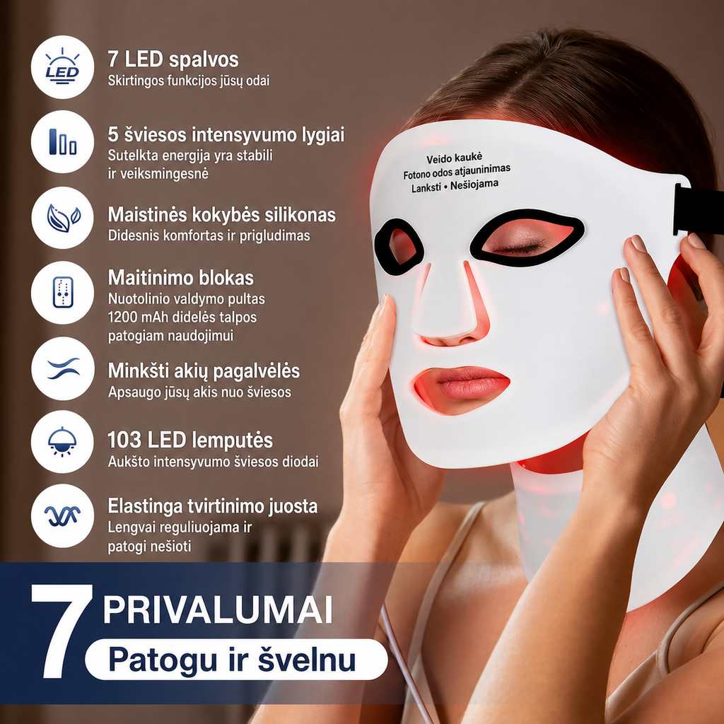 Máscara LED de silicona para rostro y cuello
