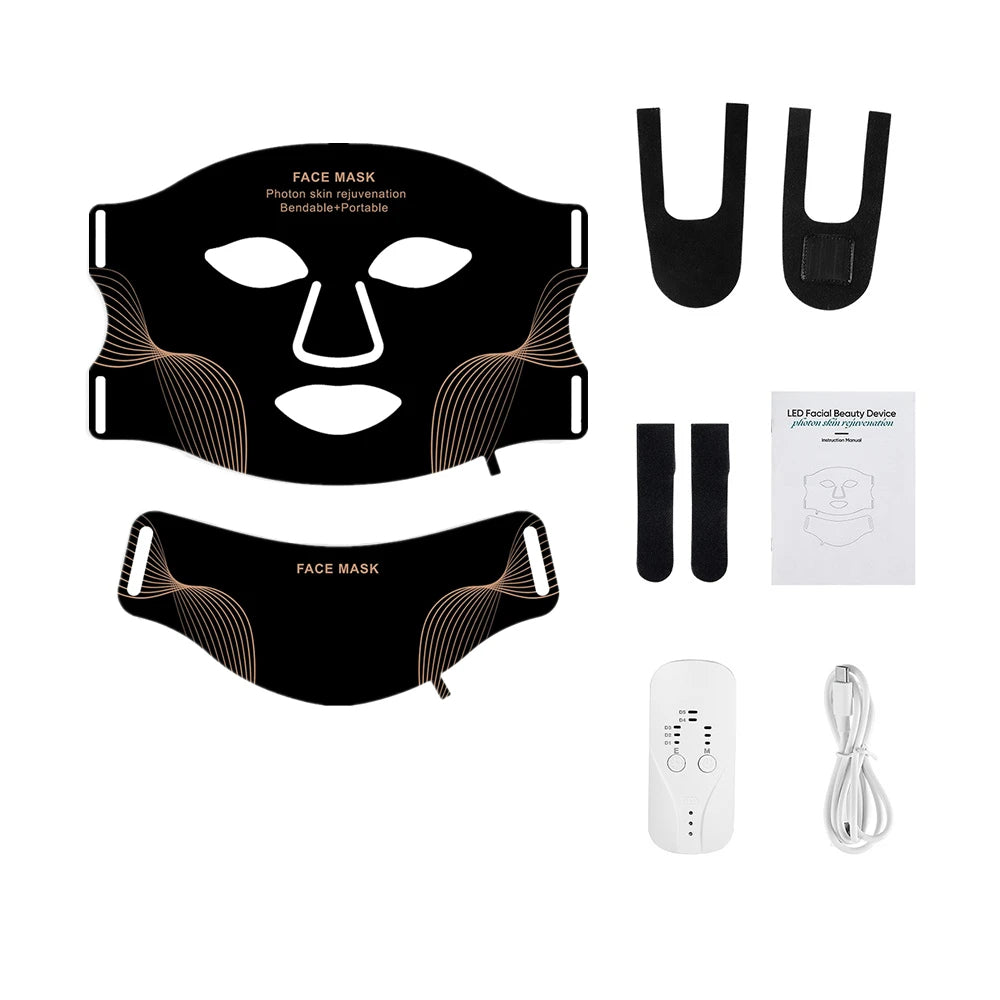 Máscara LED de silicona para rostro y cuello