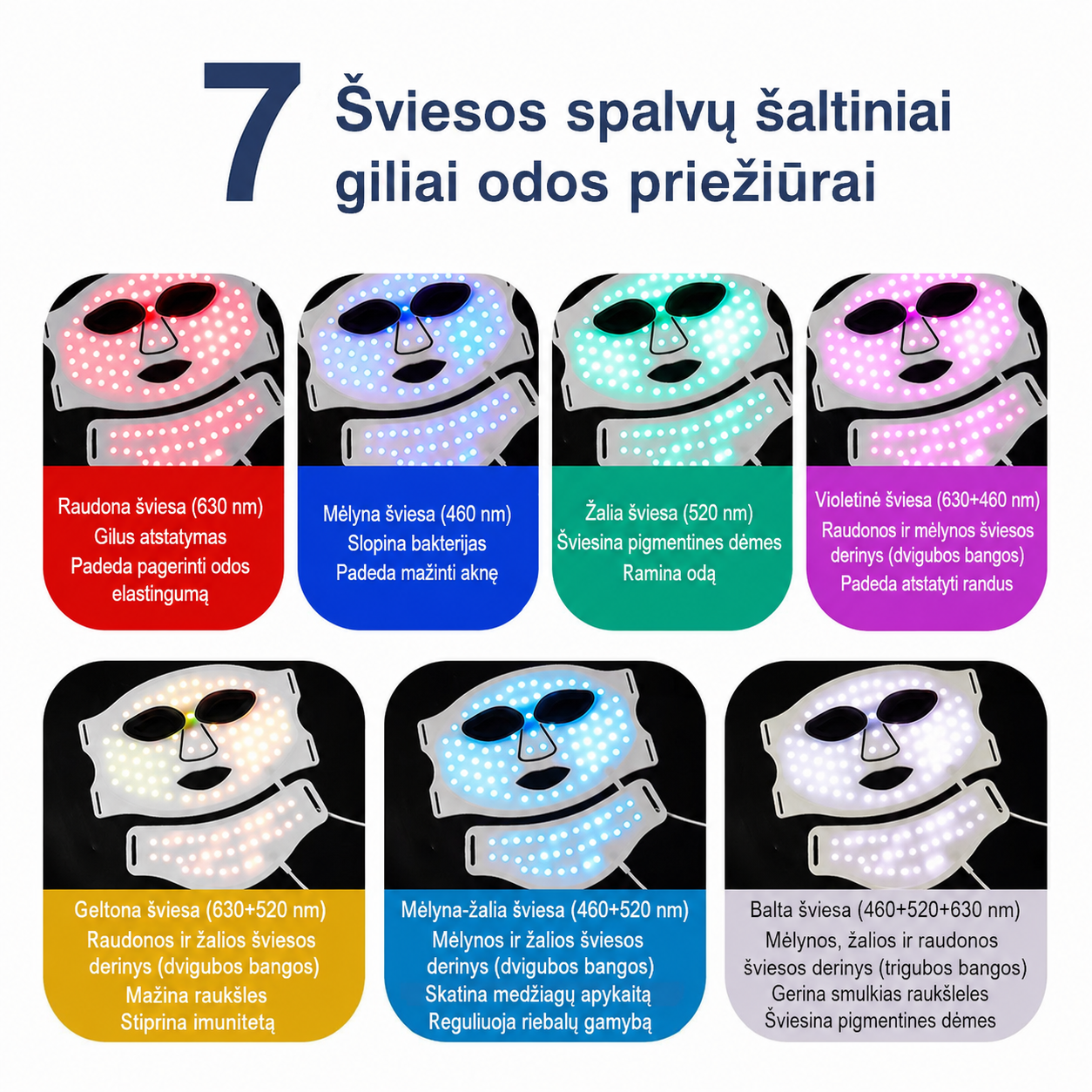 Máscara LED de silicona para rostro y cuello