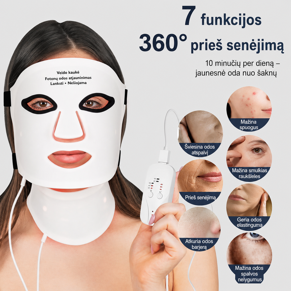 Máscara LED de silicona para rostro y cuello