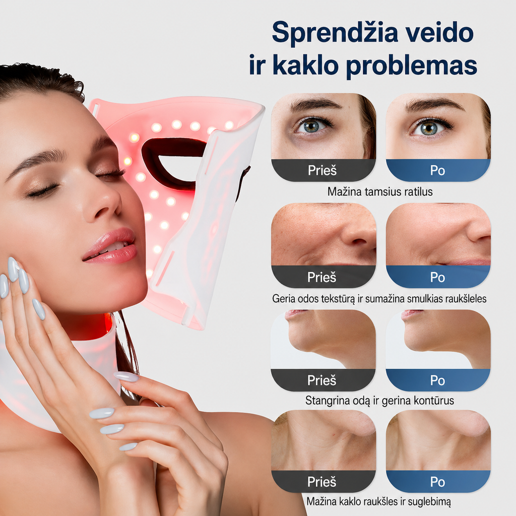Máscara LED de silicona para rostro y cuello